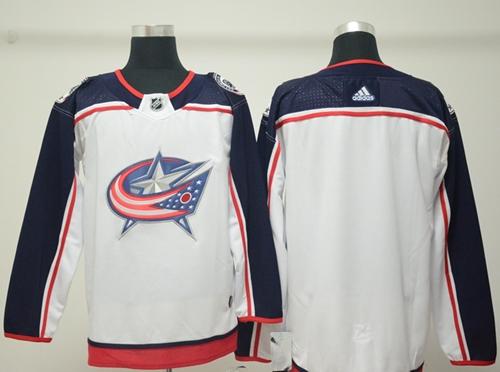 Adidas Men Columbus Blue Jackets Blank White Road Authentic Stitched NHL Jersey